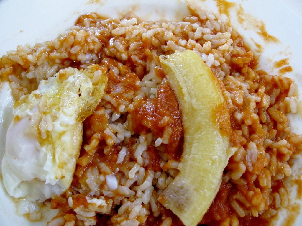 Plantains, eggs & tomato rice in Albagon IMG 2327 egg rice plantain 1024x766 Spain, Zaragoza to Bilbao: Lessons Learned and Food Enjoyed Day 4