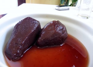 Pears poached in Red Wine IMG 2334 pears in wine alagon 300x215 Spain, Zaragoza to Bilbao: Lessons Learned and Food Enjoyed Day 4